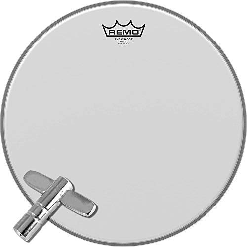 REMO® BA-0114-00 Coated Ambassador pelle Sabbiata per Batteria da 14 a Strato Singolo + ffalstaff® Chiave Accordatura per Batteria standard cromata argento