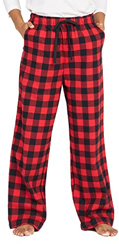 LAPASA Pantalon de Pyjama Femme 100% Flanelle de Coton Bas de Pyjama ou d'Intérieur Automne/Hiver L74 Rouge & Noir (Flanelle) XL