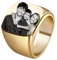 Coudf Gravierte Foto Ring Geschenke Personalisierte Bild Siegelringe Individuell gravierte Edelstahl Siegelringe Vatertag Fotogeschenke Personalisierte Geschenke für Männer(Gold 8)