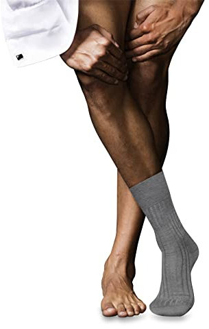 FALKE Herren Socken No. 13 M So feinste Piuma Baumwolle einfarbig 1 Paar, Grau Mid Grey Melange 3530, 41-42