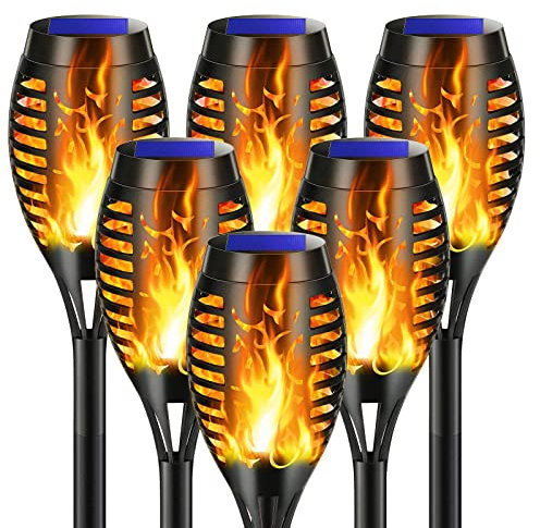 ZEYXINH Solar Lights Outdoor Garden, 6 Pack Solar Flickering Dancing Flame Lights, IP65 Waterproof Solar Torch Lights for Garden Decoration, Patio, Pathways, Lawn, Yard, Christmas