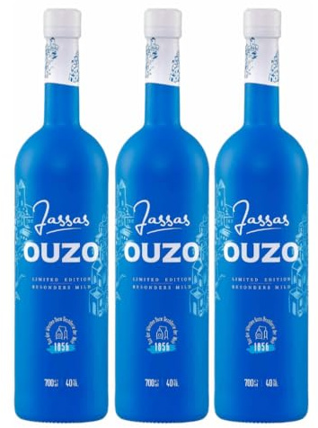 Jassas Ouzo 40% 3x 0,7l | Besonders mild | Limited Edition | Älteste Ouzo Destillerie der Welt 1856 | Premium Flasche