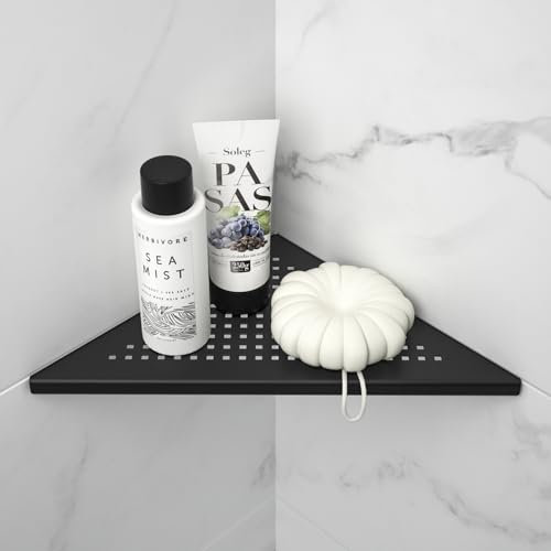 Bernkot Eck Duschregal, Edelstahl 304 Badezimmerregal aus Stahl mit Gitterdesign für geflieste Wände, Einbauregal für die Badrenovierung,Schwarz