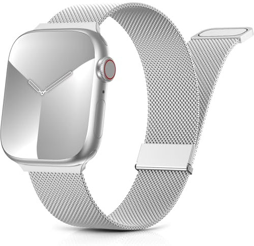 Cinturino Metallo Compatibile con Cinturino Apple Watch 44mm 40mm 41mm 42mm 45mm 46mm 49mm 38mm Donna Uomo,Sostitutivo Aggiornato per iWatch Serie 10 9 8 7 6 5 4 3 2 1 SE Ultra con Doppio Magnetico