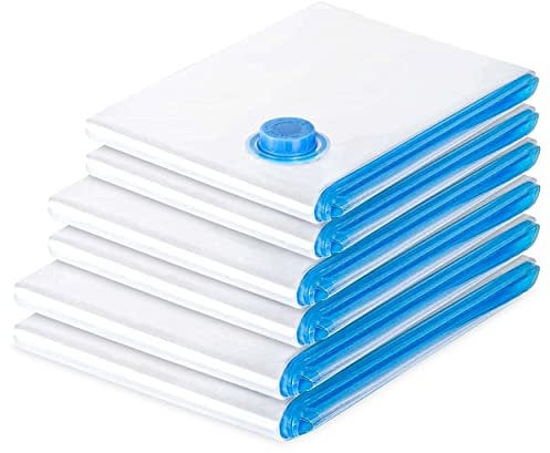 Vacuum Storage Bags – Vacuum Storage Bags for Clothes, Duvets, Quilts, Comforters, Bedding, Pillows, Sweaters, Travelling, Camping (Pack of 6 (Variety M/L/J))