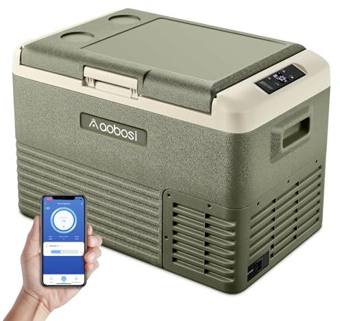 AAOBOSI frigo portatile 30L,12 V/24V e 100-240 V Frigorifero portatile, -20°C - 20°C frigo campeggio, Frigorifero auto adatto per SUV, auto, veicoli commerciali, auto sportive e camion.