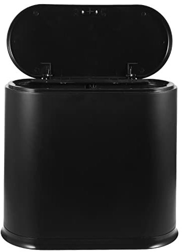 Bathroom Trash Can with Lid Slim Plastic Wastebasket Small Garbage Bin with Press Locking Lid Narrow Trash Can for Home Rv Bathroom Living Room Black Extra Slim Bin