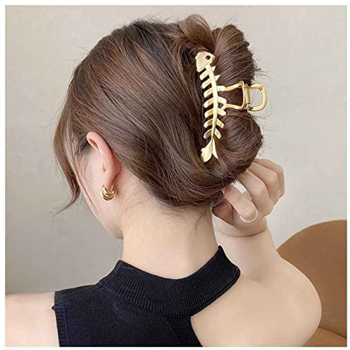 Yheakne Vintage De Metal De Hueso De Pescado Pelo Garra Clip De Aleación De Pelo Garras Clip De Oro De Pescado Mandíbula Francesa Pinza Accesorios Para El Cabello Para Las Mujeres Y Las Niñas Regalos