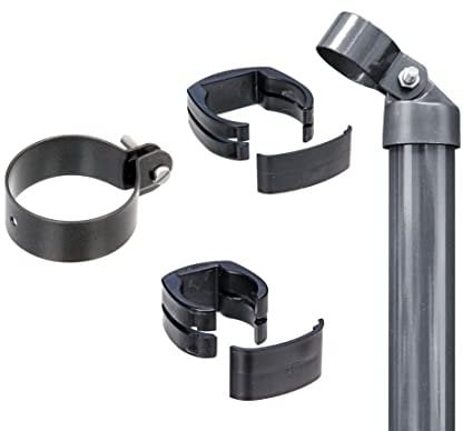 Alberts 601867 Zaunanschluss-Set Wellengittertor an Schweißgitter Fix-Clip Pro® | Set,2s | zinkphosphatiert anthrazit-metallic | zum Einbetonieren | Torpfosten-Ø: 60 mm | Zaunhöhe: 810 mm