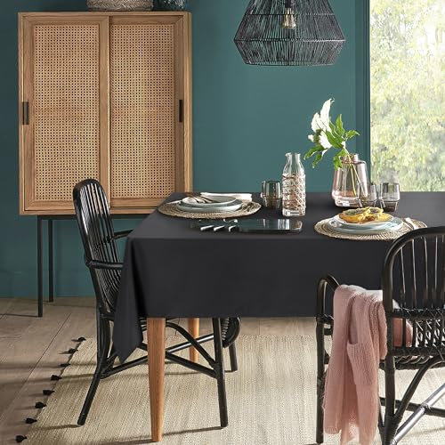 XWZO Table Cloth Square Solid Table Cover Water Resistant Table Cloths Wipe Clean Tablecloth for Cafe, Restaurant, Buffet, Tabletop Party 140x140cm(55x55inches) Black