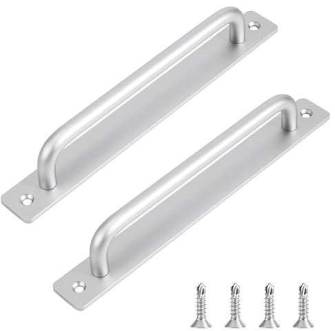 Johotone Door Handles Aluminum Alloy Pull Push Door Handle Silver Baking Paint Sliding Door Handle for Garage Barn Gate 212mm 2pcs