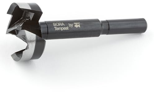 BORA Tempest Forstnerbohrer BFB-009942, 35 mm Durchmesser, 90 mm OAL, runder 10 mm Schaft für Holzbohren, ideal für Schrankscharniere und feine Holzbearbeitungsprojekte