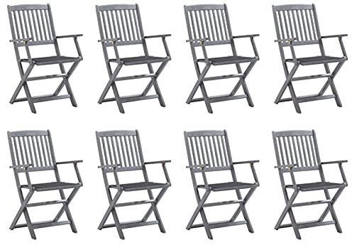 BaraSh Klappbare Gartenstühle 8 STK. mit Kissen Massivholz Akazie BalkonstüHle Regiestuhl