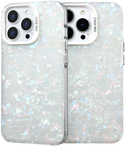 GANGANPRO Case for iPhone 13 Pro Sparkly Opal Glitter Case 6.1 Inch Translucent Soft TPU Bumper Protective Phone Case Cover Women Girls White