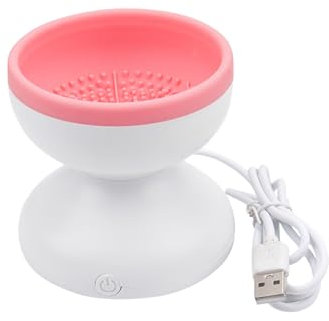 Nettoyeur de pinceaux de maquillage électronique,Machine de pinceaux de maquillage Beauté portable,Tourneur automatique USB,Nettoyeur de pinceaux cosmétiques,Machine de nettoyage de (Rose)