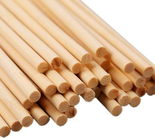 Lot de 60 bâtonnets en bambou pour le bricolage, l'artisanat, le travail du bois, la fabrication de modèles, la décoration de la maison, les ornements - 5 mm x 50 cm