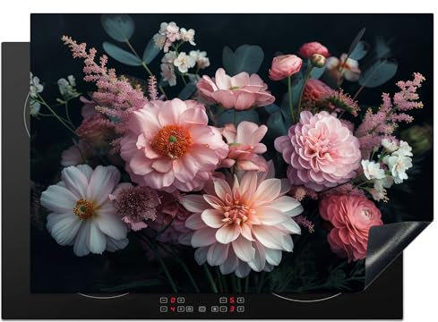 KitchenYeah© Copri Piano Induzione 75x52 cm Cucina Coprifornelli Copertura Protezione Cottura Tutto per la Cucina Fiori - Rosa - Natura - Botanico