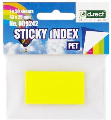 D.RECT 50 Stück Haftstreifen Pagemarker Index Haftmarker Film Textstreifen PET-Folie 25x43mm