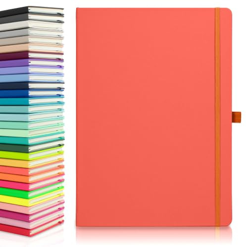 Notes London Eco A4-Notizbuch mit linierten Seiten, Stiftschlaufe, Band, Datumsmarkierungen und Papiertasche, Taschenbuch, Notizbuch, nachhaltig angebautes Papier (Orange)