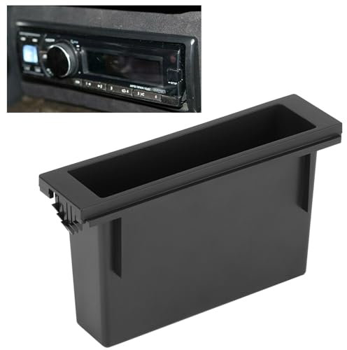 Car Auto Single Din Radio Pocket, Universal Dashboard Organizer Replacement, Plastic Car Stereo Radio Storage Box for ABS Install Mounting Dash Trim Kit