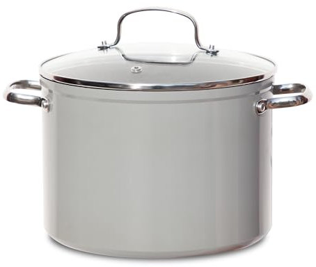 Nuwave Marmite en céramique Healthy Duralon Blue 7,6L, sans PFAS, va au lave-vaisselle et au four et compatible avec l’induction, infusé de diamant anti-rayures, poignées Stay Cool