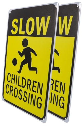 FUNOMOCYA Panneau de ralentissement Panneau de signalisation pour ralentir Panneau d'avertissement pour les enfants qui traversent