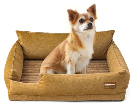ClevaHome Lit Orthopédique pour Petits Chiens, Chats et Chiots – Canapé Douillet avec Coussin Moelleux, Rebord Surélevé, Housse Lavable et Fond Antidérapant