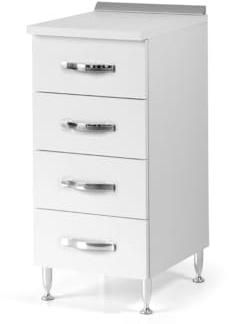 Linea Azzurra Base 40 Cassettiera Cucina Componibile Mobile con 4 Cassetti in Legno Made in Italy H85xL40xP50 cm Elegante Funzionale Facile da Montare (Bianco Frassinato)
