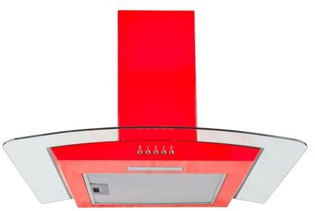 SIA CGH60RD 60cm Red Curved Glass Chimney Cooker Hood Kitchen Extractor Fan