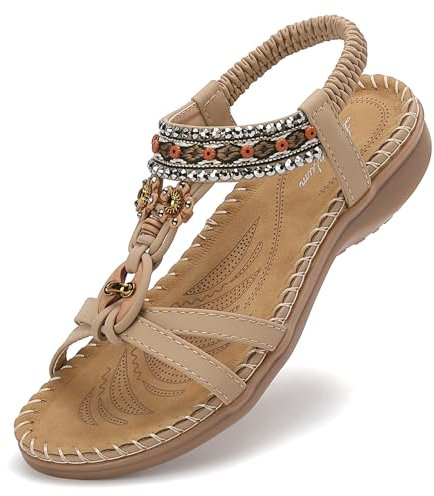 Littleplum Sandales Plats Femme Été Confortable Mode Tong Plage Claquettes,B Beige,40 EU