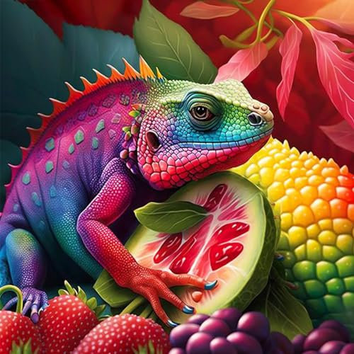 Huacan Diamond Painting Erwachsene Chamäleon Diamant Paintings Bilder Voll Eckige Steine Diamante Malerei Stickerei für Home Wall Decor 30x30cm