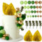 NEBURORA 64 Pcs Balls Cake Toppers and Leaves Decoration Set Mini Balloons for Cake Decorating Supplies Balls Cake decorations for Baby Shower Cake Toppers Birthday Cake Decorations (Green Gold）