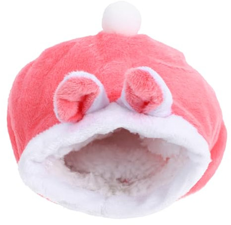 GANAZONO Hamster Schlafnest Aus Weichem Material Warmes Gemütliches Bett Für Hamster Und Igel Im Niedlichen Hasen-Stil Für Reisen Hause Rosa Waschbar