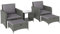 Outsunny 5 Piece Rattan Garden Furniture Set, Wicker Patio Conversation Set with 2 Chairs, 2-Tier Coffee Table, 2 Ottomans and Thick Cushions for Outdoor, Balcony, Bistro, Porch, Grey