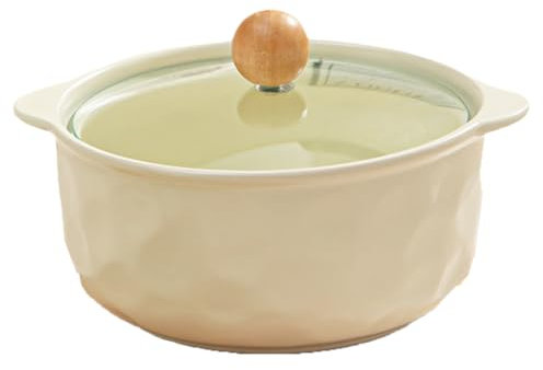 Eleeonora Keramik Suppentopf Mit Deckel,Keramiktopf Mit Doppelgriff FüR Den Haushalt,Household Stockpot,Einfach Zu Verstauen,Geeignet FüR Mikrowelle,Backofen Und SpüLmaschine