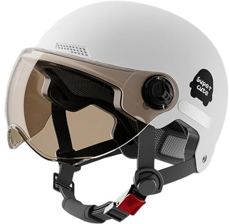 Motorcycle Helmet, Open Face Safety Hat, Sun Visor & Shield, Lightweight Abs Shell, Adult Motorbike Headgear for Outdoor Riding, 17.72-25.59 Inches, Black, Gray, 1 Piece