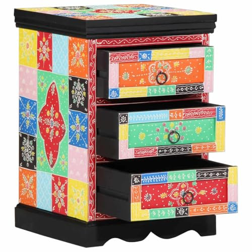 Qnhdfrt Multicolored Solid Mango Wood Drawer Cabinet, 15.7x15.7x23.6 In