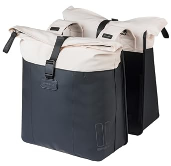 Basil Vive Doppeltasche - MIK-kompatibel - 28-35L - Robust - Weiß Schwarz