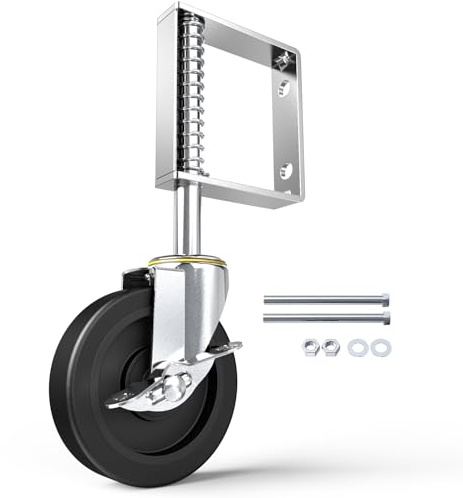 HOLKIE Torrollen 100mm Tor Räder Torlaufrolle mit Federbelastung | 360°drehbar|robuster Federung|Ideal für Zäune Holztore Gartentore|Schwerlast-Torräder|Belastbarkeit bis 100 kg