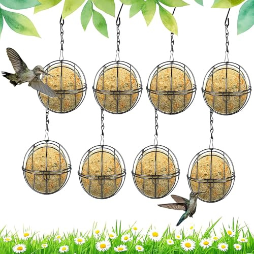 Meißenknödelhalter Vogelfutterstation, 8 Stück Futterstation für Vögel zum Aufhängen, Meisenknödelhalter Zum Aufhängen, Vogelfutterspender Durchmesser 7cm für Wildvögel Garten, Spatzen, Rotkehlchen