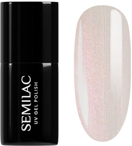 Semilac Vernis à ongles UV 960 Pink Glazed 7 ml - Rose laiteux semi-transparent avec effet nacré - Collection Inner Glow