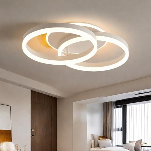 Amansour Moderne LED Deckenleuchte 36W, 50cm, 3000K Warmweiß, Doppelring-Design, Minimalistisch für Wohnzimmer, Schlafzimmer, Esszimmer, Flur und Büro