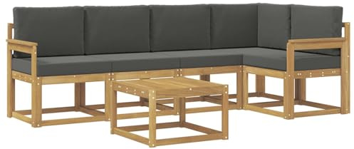 vidaXL Outdoor-Sofagarnitur 6 pcs Weiß und Anthrazit Massivholz Akazie, Outdoor-Ecksofa, modernes Lounge-Set für Garten, Robustes Sitzmöbel für Terrasse, Entspannen