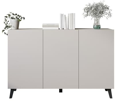 Mirjan24 Kommode Parsea 120, Sideboard mit 3 Türen und viel Stauraum, ideal für Wohnzimmer, Schlafzimmer, Diele oder Flur (Cashmerebeige)