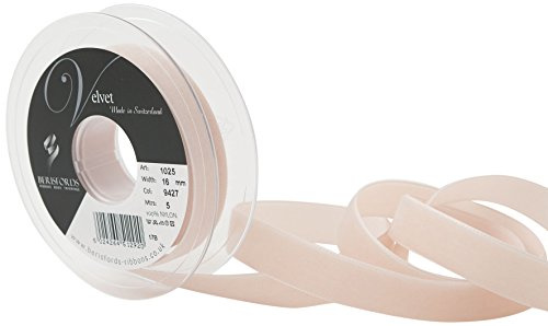 Berisfords Velvet Ribbon Beige 21mm - Nylon Craft Ribbon for Sewing, Gift Wrapping and Hair Accessories