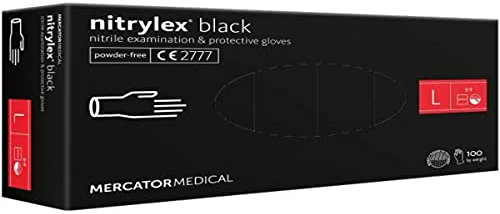 Nitrylex Black Einweg-Nitrilhandschuhe, Untersuchungsschutz, puderfrei, unsteril, Mattschwarz, Größe S (6-7), beidhändig tragbar, Mikro + strukturierte Fingerspitze, dispenser box 100 Stk