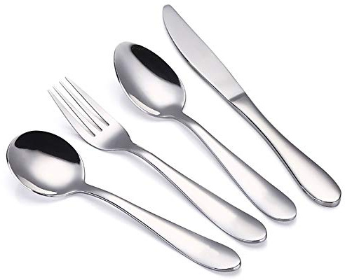 VANRA 4Pcs Children's Cutlery Set Stainless Steel Toddler Dinnerware Fork Spoons Knife Utensils for Kids,1 Fork + 2 Spoons + 1 Knife