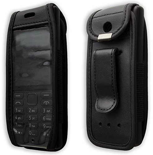 caseroxx Ledertasche mit Gürtelclip für Nokia 150 in schwarz – robuste Handy-Tasche mit Sichtfenster & Gürtelclip aus Echtleder, ideal für Beruf, Freizeit, Outdoor & sicheren Transport