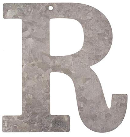 Glorex Metallbuchstabe R, verzinkt, Höhe 12 cm, industriell minimalistisch, Grey, Dekoration, Signage