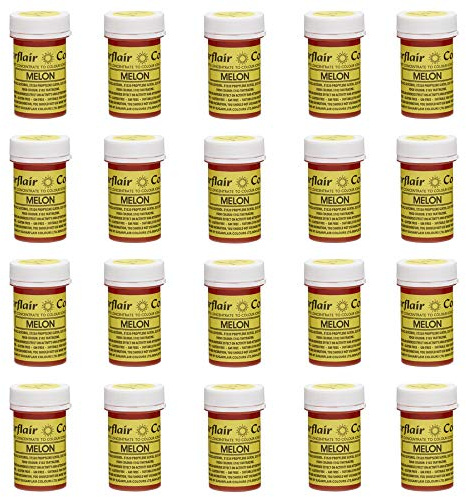 Sugarflair Spectral Melon Food Colouring Paste, Highly Concentrated for Use with Sugar Pastes, Buttercream, Royal Icing or Cake Mix, Vibrant Colour Dye - 25g (Pack of 20)